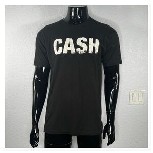 Johnny Cash Unisex-Adult Standard Distressed CASH Black Graphic T-Shirt Sz L